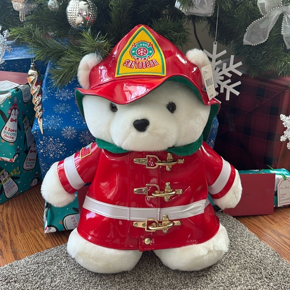 1996 Dayton’s Santa Bear New with Tag Vintage Fireman Stuffed Santa Bear - Picture 1 of 7